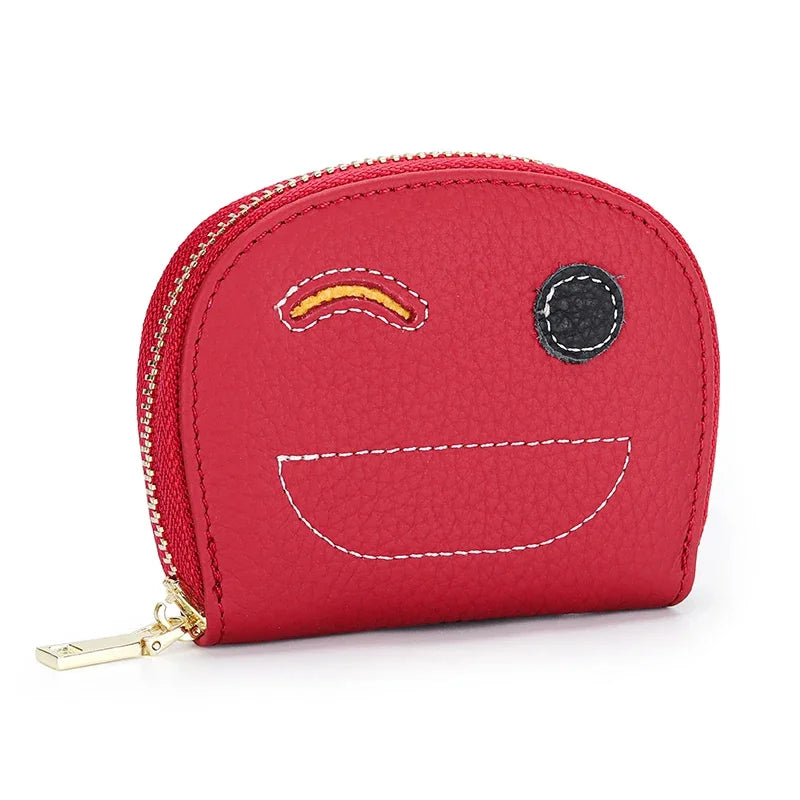 New Leather Women's Ultra-thin Contrast Color Zipper Card Holder Bag Multi-card Slot Creation Document Coin Purse