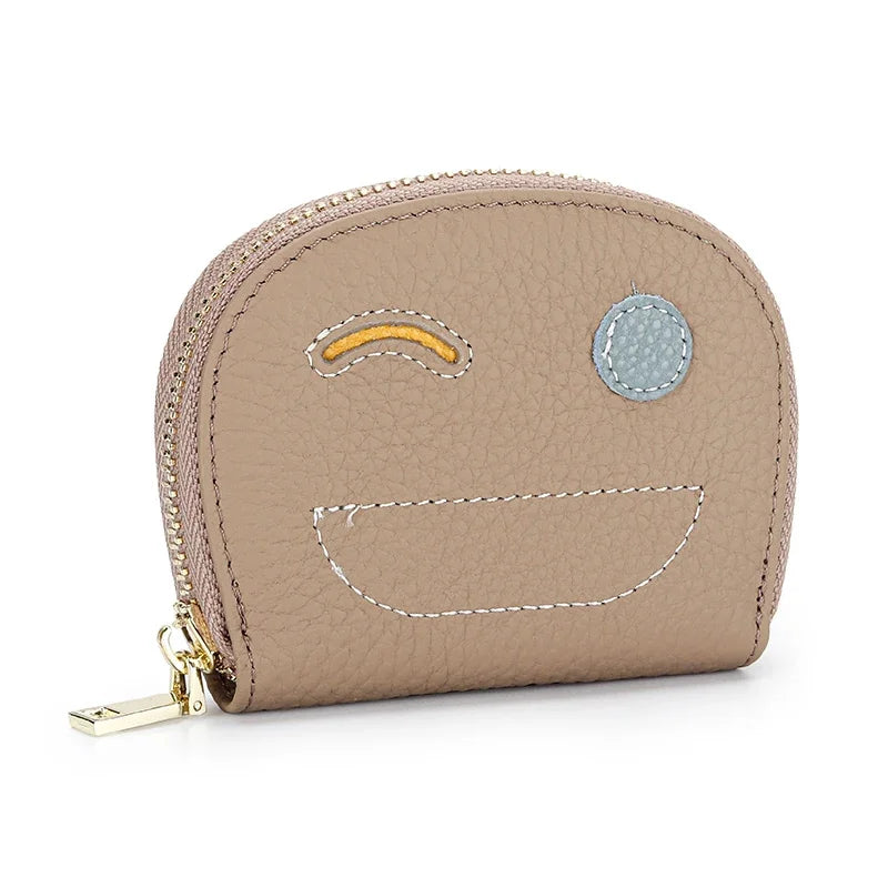 New Leather Women's Ultra-thin Contrast Color Zipper Card Holder Bag Multi-card Slot Creation Document Coin Purse