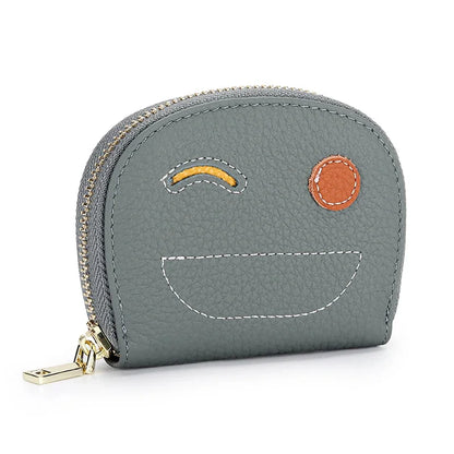 New Leather Women's Ultra-thin Contrast Color Zipper Card Holder Bag Multi-card Slot Creation Document Coin Purse