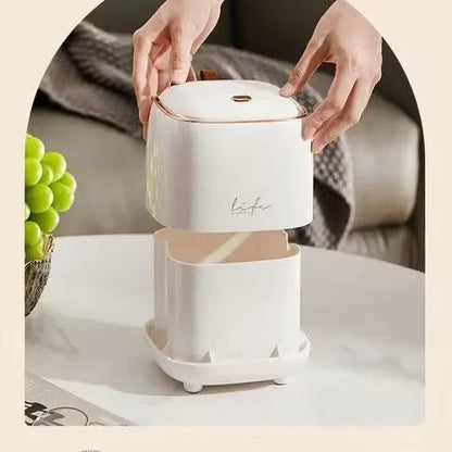 New Light Luxury Pressing Desktop Trash Can Double-layer Coffee Table Bomb Cover Small Storage Bucket