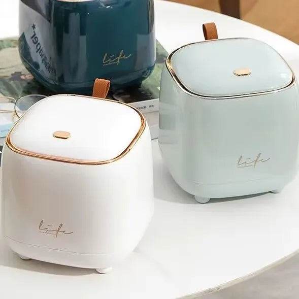 New Light Luxury Pressing Desktop Trash Can Double-layer Coffee Table Bomb Cover Small Storage Bucket