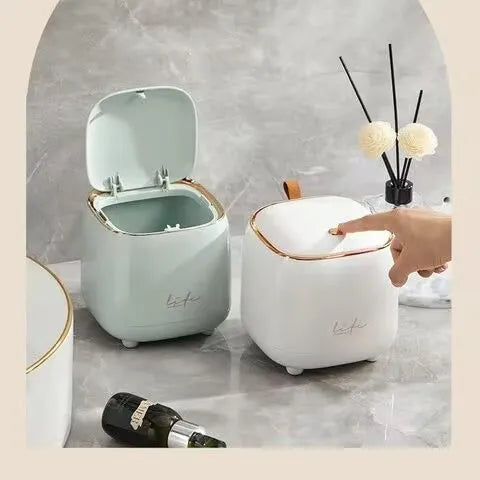 New Light Luxury Pressing Desktop Trash Can Double-layer Coffee Table Bomb Cover Small Storage Bucket