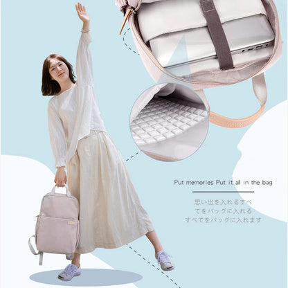 New Lightweight Simple Waterproof Large Capacity 14 15.6 Inch Laptop Backpack Female Travel Bag Backpacks Solid Color Bookbag