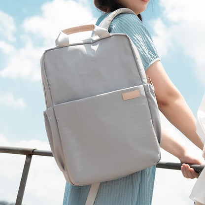New Lightweight Simple Waterproof Large Capacity 14 15.6 Inch Laptop Backpack Female Travel Bag Backpacks Solid Color Bookbag