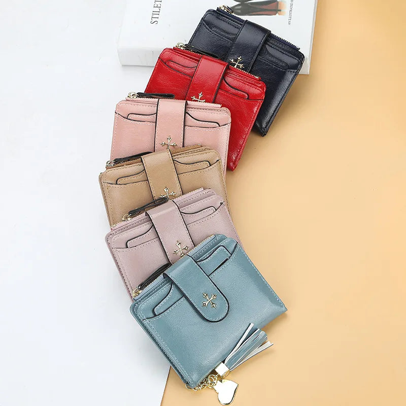 New Luxury Brand Casual Women's Wallet Short Tassel Girl Card ID Holder Ladies Purse Coin Money Bag carteras para mujer sac