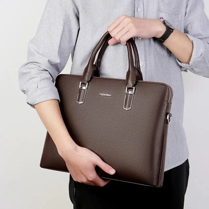New Luxury Cow Genuine Leather Business Men's Briefcase High Capacity Male Shoulder Men Messenger Tote Computer Bags
