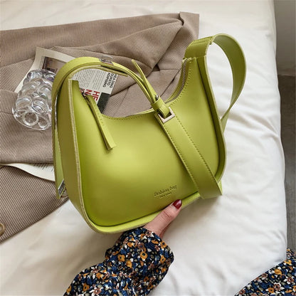 New Luxury Crossbody Bags For Women 2022 Leather Lemon Color Shoulder Bag Women Casual Satchels Wide Straps Fashion Bag Handbag