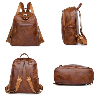 New Luxury Designer Brand Women's Backpack 2024 Large Capacity Travel Backpacks Soft Leather Women's Retro Knapsack Mochilas Sac