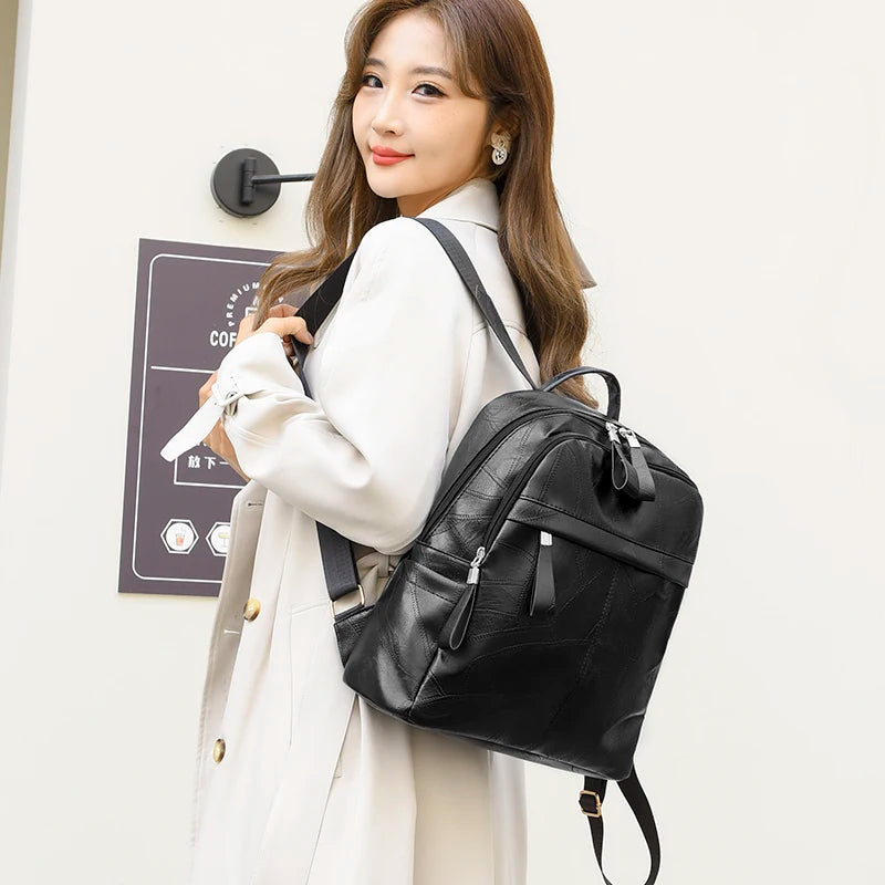 New Luxury Designer Brand Women's Backpack 2024 Large Capacity Travel Backpacks Soft Leather Women's Retro Knapsack Mochilas Sac