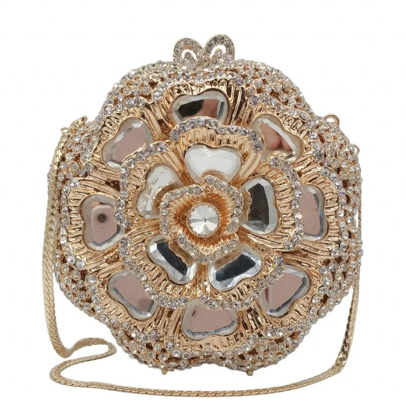 New Luxury Handbags Women Bags High Quality Newest Crystal Diamond Chain Evening Bag Female Prom Purse Bridal Shoulder Bag gold