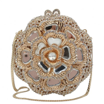 New Luxury Handbags Women Bags High Quality Newest Crystal Diamond Chain Evening Bag Female Prom Purse Bridal Shoulder Bag gold