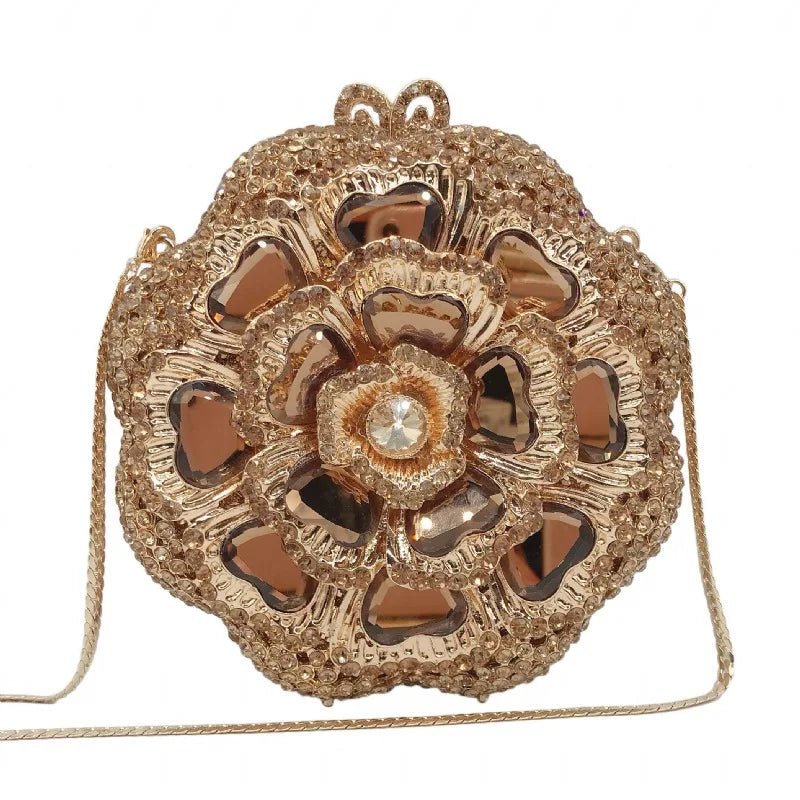 New Luxury Handbags Women Bags High Quality Newest Crystal Diamond Chain Evening Bag Female Prom Purse Bridal Shoulder Bag gold
