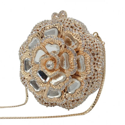 New Luxury Handbags Women Bags High Quality Newest Crystal Diamond Chain Evening Bag Female Prom Purse Bridal Shoulder Bag gold