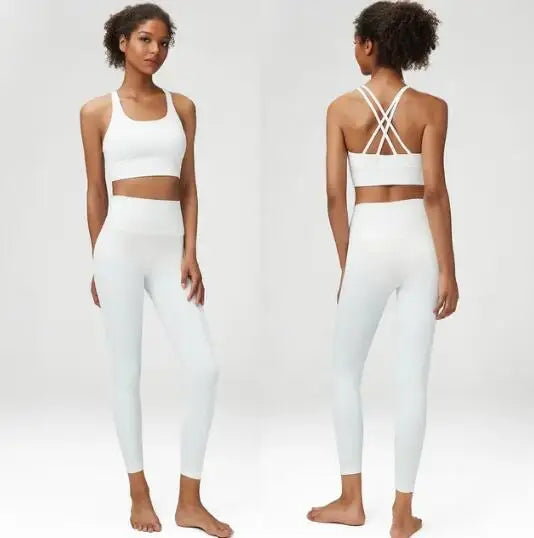 New Lycra Women's Yoga Set 2 Pieces Classic Tracksuit Gym Fitness Suit Women Plus Size Leggings Sports Bra Ladies Sportswear Set