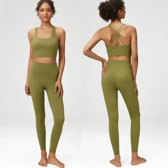 New Lycra Women's Yoga Set 2 Pieces Classic Tracksuit Gym Fitness Suit Women Plus Size Leggings Sports Bra Ladies Sportswear Set