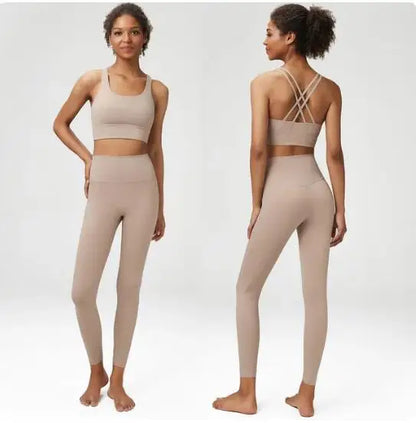New Lycra Women's Yoga Set 2 Pieces Classic Tracksuit Gym Fitness Suit Women Plus Size Leggings Sports Bra Ladies Sportswear Set