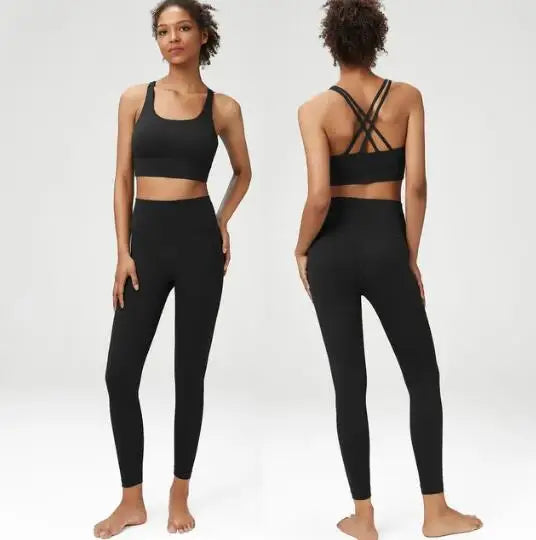 New Lycra Women's Yoga Set 2 Pieces Classic Tracksuit Gym Fitness Suit Women Plus Size Leggings Sports Bra Ladies Sportswear Set