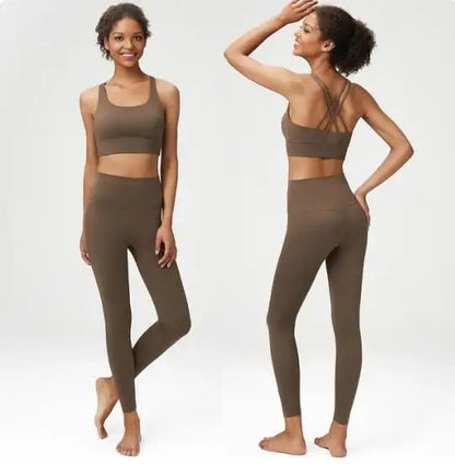 New Lycra Women's Yoga Set 2 Pieces Classic Tracksuit Gym Fitness Suit Women Plus Size Leggings Sports Bra Ladies Sportswear Set