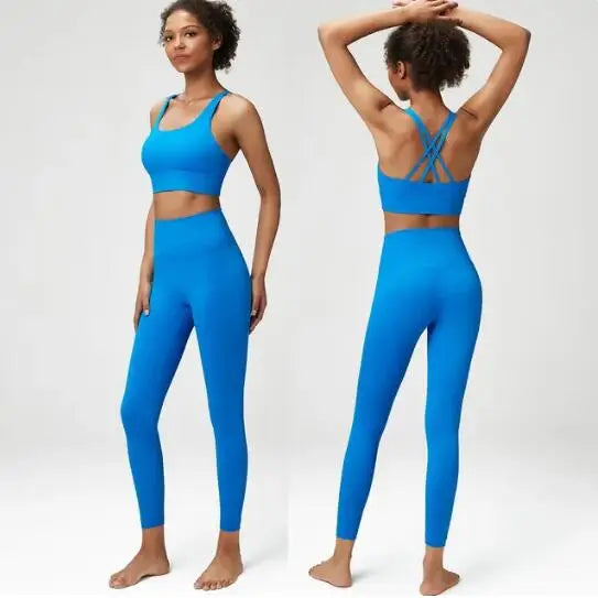 New Lycra Women's Yoga Set 2 Pieces Classic Tracksuit Gym Fitness Suit Women Plus Size Leggings Sports Bra Ladies Sportswear Set