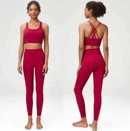 New Lycra Women's Yoga Set 2 Pieces Classic Tracksuit Gym Fitness Suit Women Plus Size Leggings Sports Bra Ladies Sportswear Set