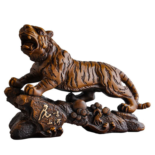 New Majestic Tiger Statue Resin Crafts Animal Figurines Tiger Roaring Sculpture Office Desktop Ornaments Home Decoration Gifts
