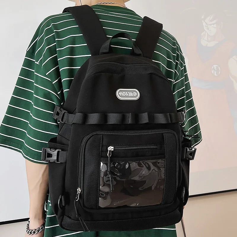 New Men Female Laptop Transparent College Backpack Women School Bag Boy Girl Mesh Travel Backpack Fashion Male Lady Net Book Bag