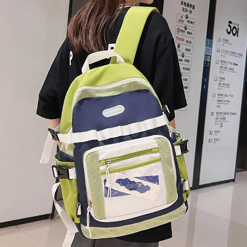 New Men Female Laptop Transparent College Backpack Women School Bag Boy Girl Mesh Travel Backpack Fashion Male Lady Net Book Bag