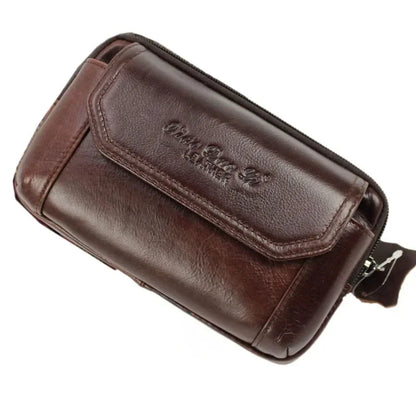 New Men Genuine Leather Waist Pack Pocket Small Belt Hip Bum Fanny Purse Pouch Fashion Cowhide Wallet Cell Mobile/Phone Bag