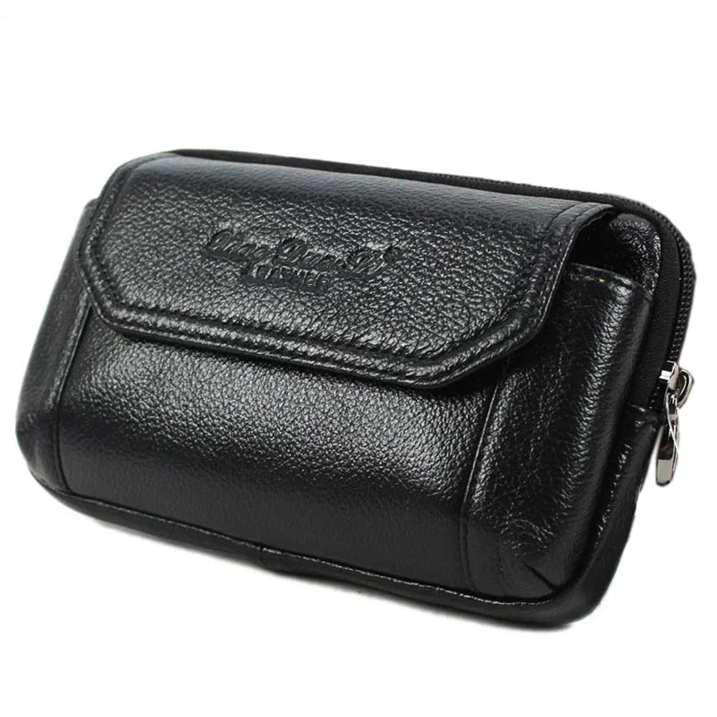 New Men Genuine Leather Waist Pack Pocket Small Belt Hip Bum Fanny Purse Pouch Fashion Cowhide Wallet Cell Mobile/Phone Bag
