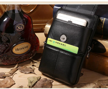 New Men Genuine Leather Waist Pack Pocket Small Belt Hip Bum Fanny Purse Pouch Fashion Cowhide Wallet Cell Mobile/Phone Bag