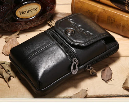 New Men Genuine Leather Waist Pack Pocket Small Belt Hip Bum Fanny Purse Pouch Fashion Cowhide Wallet Cell Mobile/Phone Bag