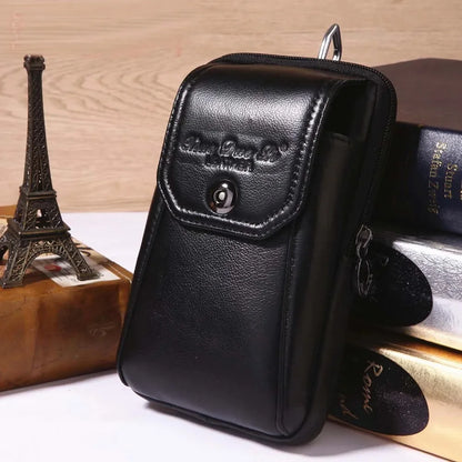 New Men Genuine Leather Waist Pack Pocket Small Belt Hip Bum Fanny Purse Pouch Fashion Cowhide Wallet Cell Mobile/Phone Bag
