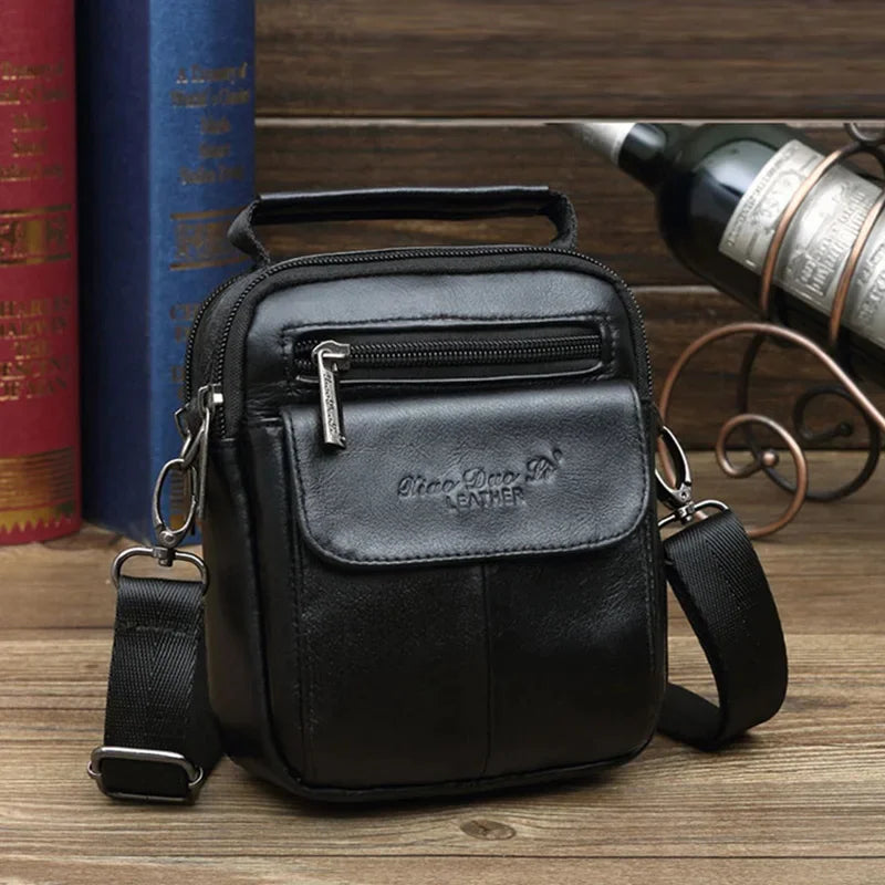 New Men Mini Shoulder Messenger Cross body Fanny Bags Pouch Belt Tote Handbag Fashion Genuine Leather Hip Bum Waist Pack Bag