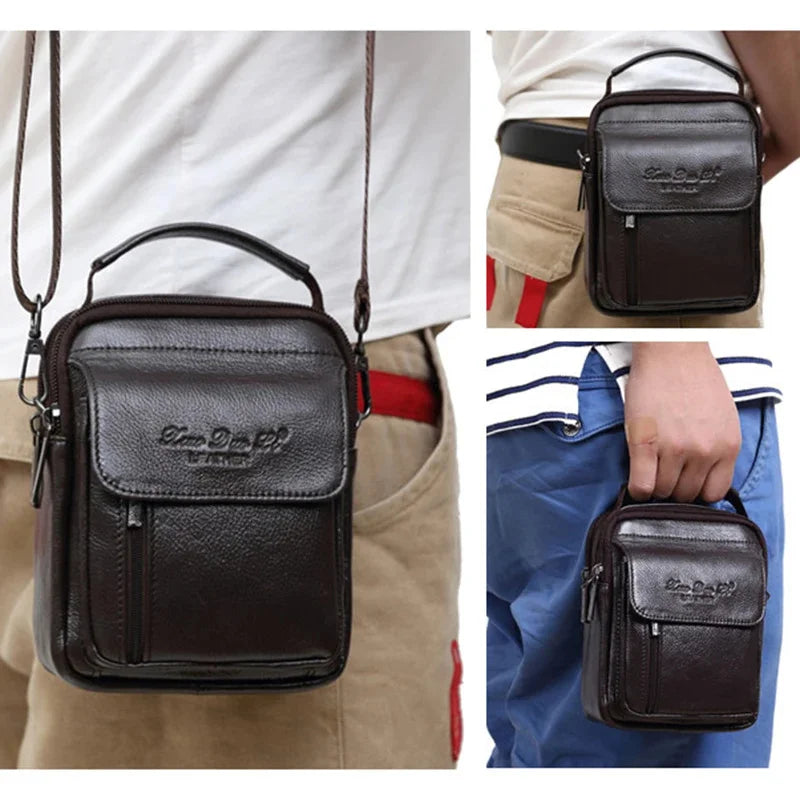 New Men Mini Shoulder Messenger Cross body Fanny Bags Pouch Belt Tote Handbag Fashion Genuine Leather Hip Bum Waist Pack Bag