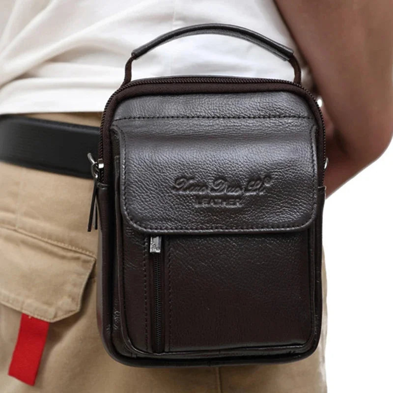New Men Mini Shoulder Messenger Cross body Fanny Bags Pouch Belt Tote Handbag Fashion Genuine Leather Hip Bum Waist Pack Bag