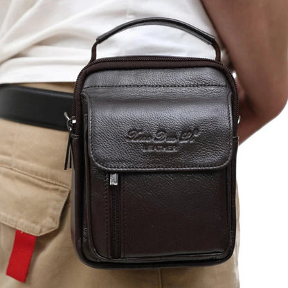 New Men Mini Shoulder Messenger Cross body Fanny Bags Pouch Belt Tote Handbag Fashion Genuine Leather Hip Bum Waist Pack Bag