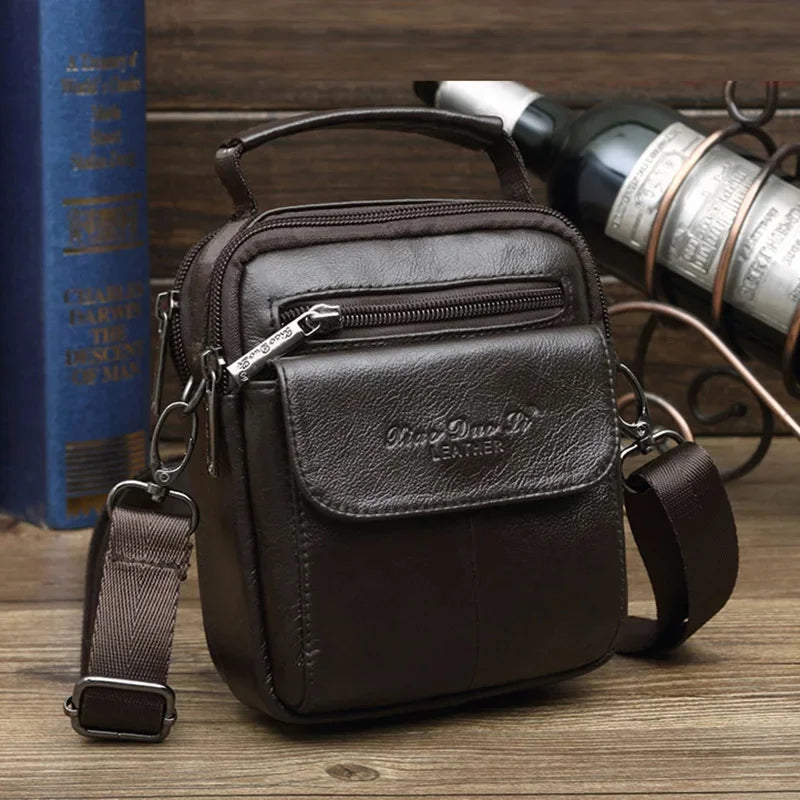 New Men Mini Shoulder Messenger Cross body Fanny Bags Pouch Belt Tote Handbag Fashion Genuine Leather Hip Bum Waist Pack Bag