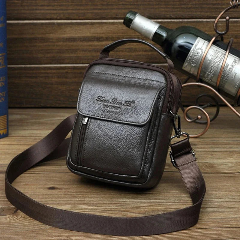 New Men Mini Shoulder Messenger Cross body Fanny Bags Pouch Belt Tote Handbag Fashion Genuine Leather Hip Bum Waist Pack Bag