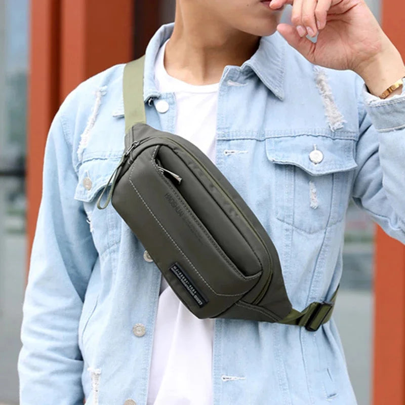 New Men Nylon Fanny Hip Bag Travel Sling Chest Pack Multi-Pocket Fashion Money Purse Pouch Bum Waist Belt Bags