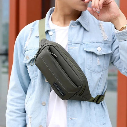 New Men Nylon Fanny Hip Bag Travel Sling Chest Pack Multi-Pocket Fashion Money Purse Pouch Bum Waist Belt Bags