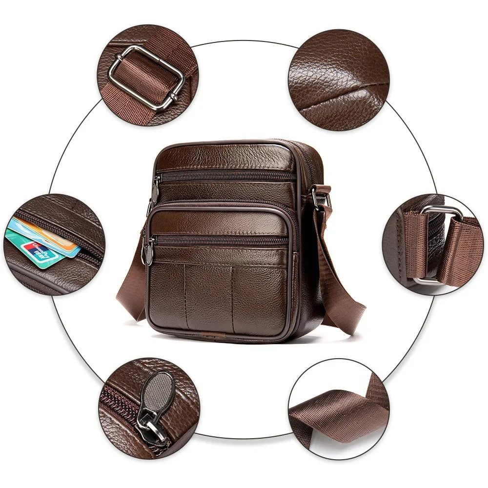 New Men's 100% Genuine Leather Shoulder s for Men Small Messenger Top Layer Cowhide Single Man Crossbody Bag