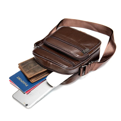 New Men's 100% Genuine Leather Shoulder s for Men Small Messenger Top Layer Cowhide Single Man Crossbody Bag