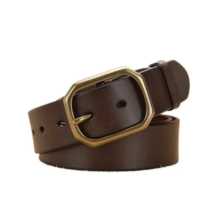 New Men's 3.8CM Wide Full-grain Leather Without Interlayer Casual Pin Buckle Vintage Cowhide Belt Free Shipping