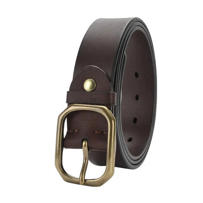 New Men's 3.8CM Wide Full-grain Leather Without Interlayer Casual Pin Buckle Vintage Cowhide Belt Free Shipping