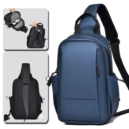 New Men's Casual and Simple Black Waterproof Crossbody Shoulder Fashionable Large Capacity Chest Bag