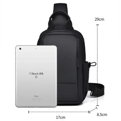 New Men's Casual and Simple Black Waterproof Crossbody Shoulder Fashionable Large Capacity Chest Bag
