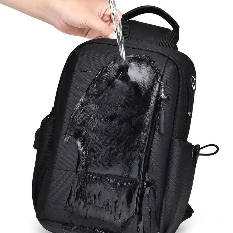 New Men's Casual and Simple Black Waterproof Crossbody Shoulder Fashionable Large Capacity Chest Bag