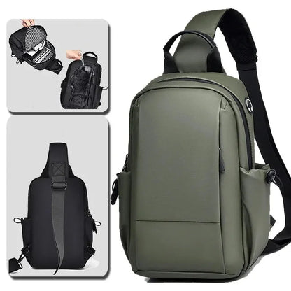 New Men's Casual and Simple Black Waterproof Crossbody Shoulder Fashionable Large Capacity Chest Bag