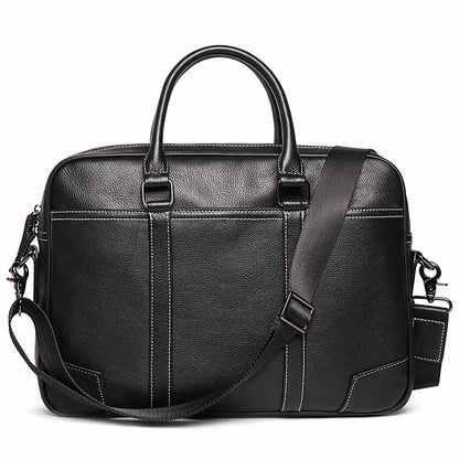 New Men's Genuine Leather Handheld Document Head Layer Cowhide Man Single Shoulder Crossbody Large Capacity Computer Bag