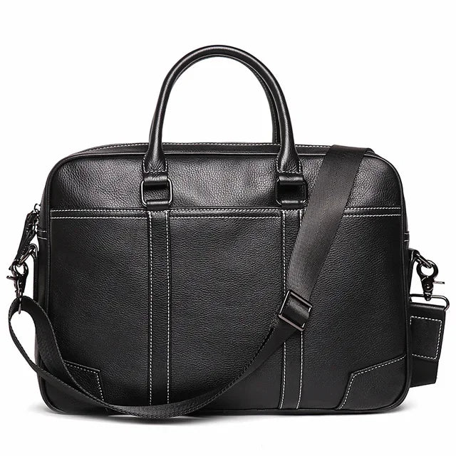 New Men's Genuine Leather Handheld Document Head Layer Cowhide Man Single Shoulder Crossbody Large Capacity Computer Bag